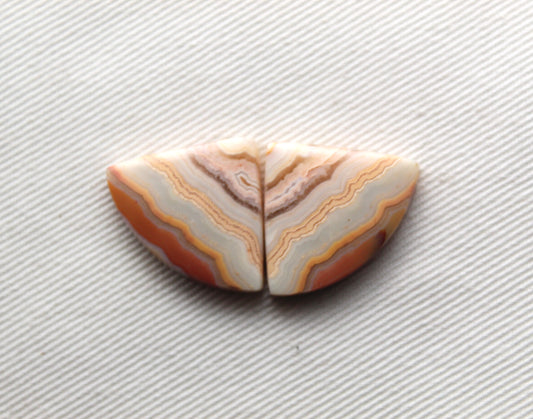 Lace Agates Cabochons Gemstone Pair multicolors