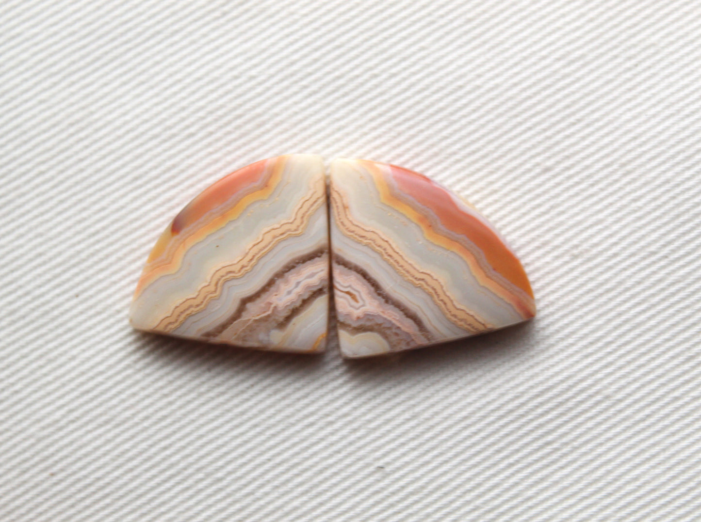 Lace Agates Cabochons Gemstone Pair multicolors