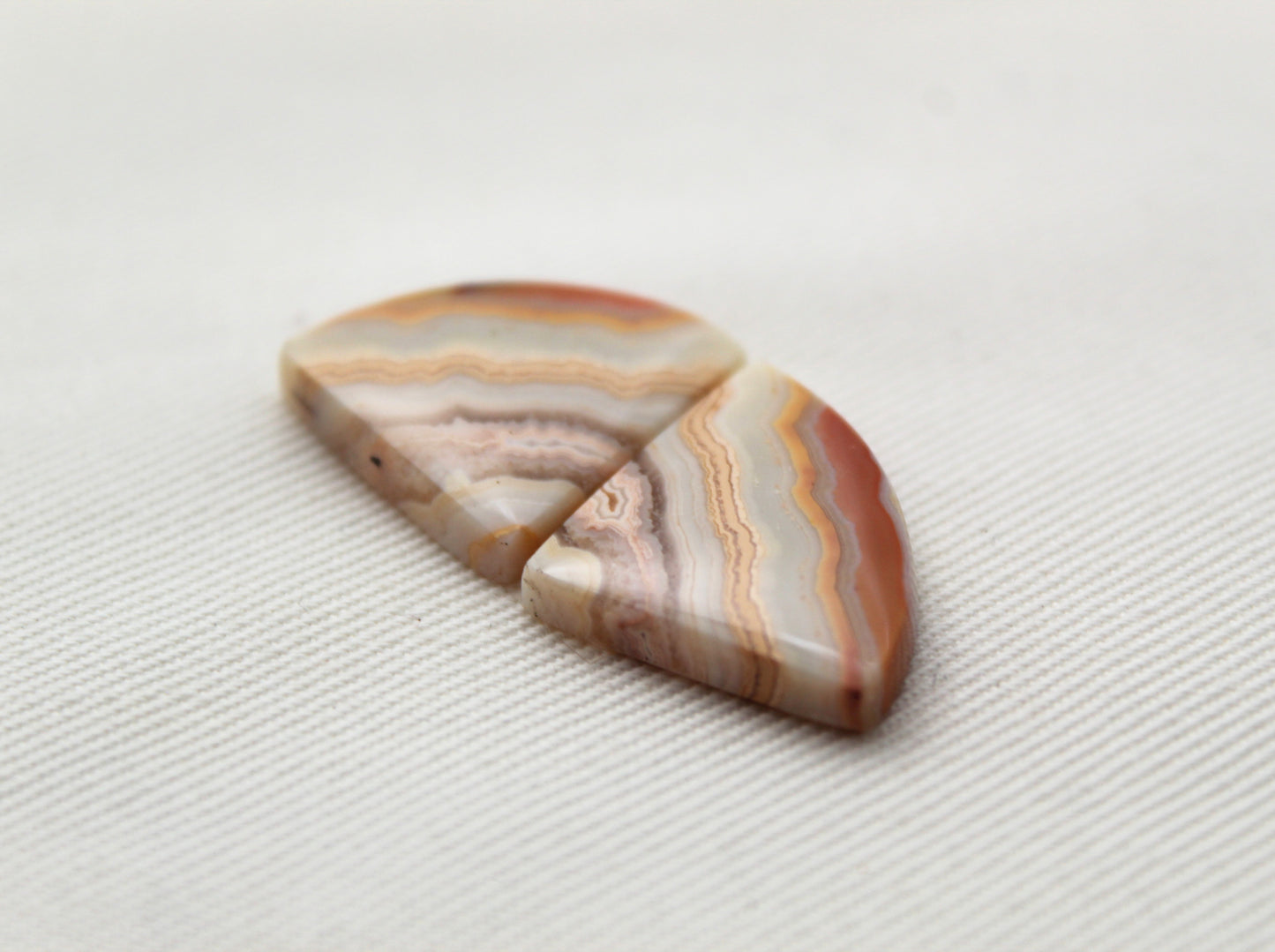 Lace Agates Cabochons Gemstone Pair multicolors