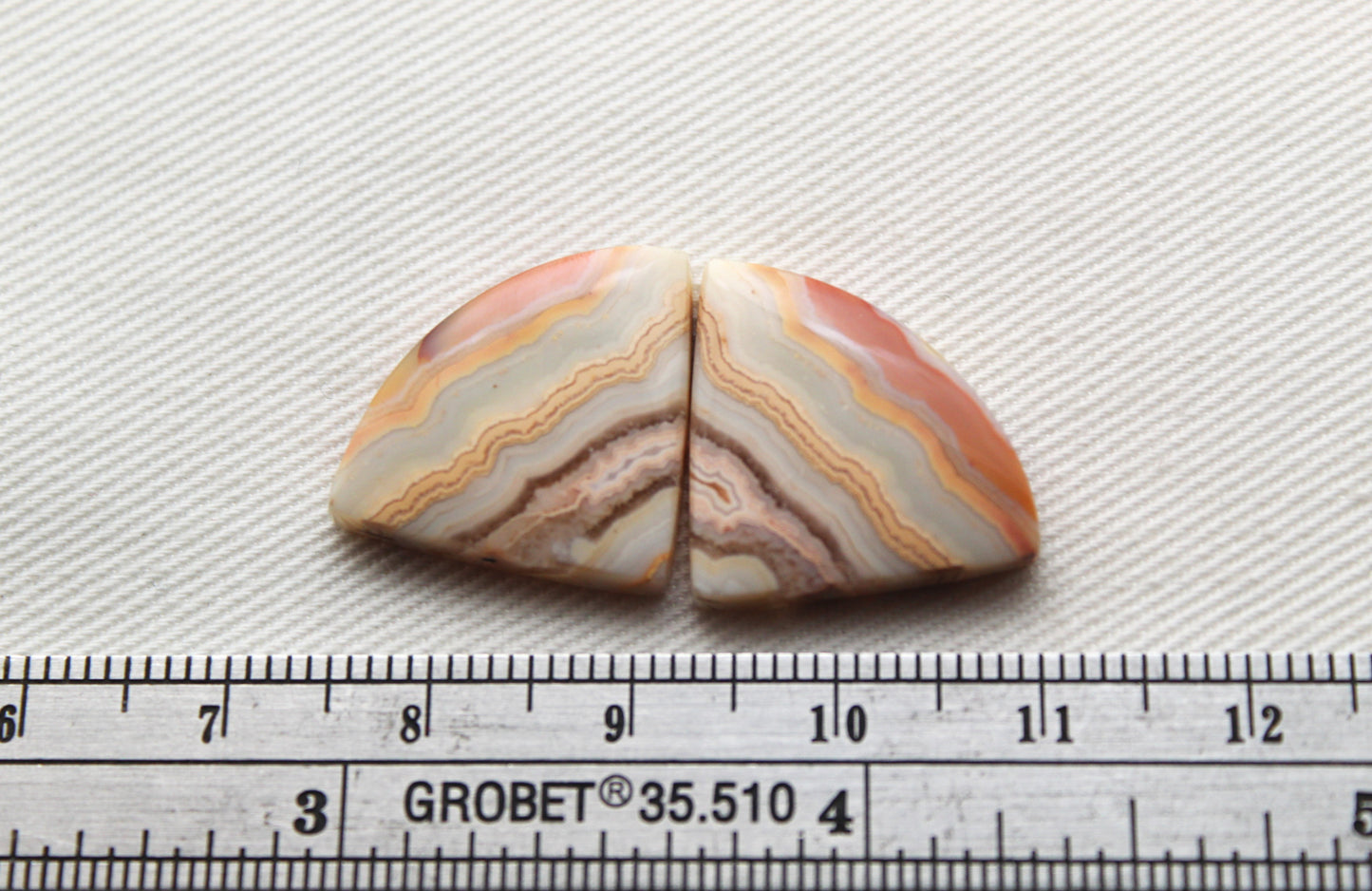 Lace Agates Cabochons Gemstone Pair multicolors