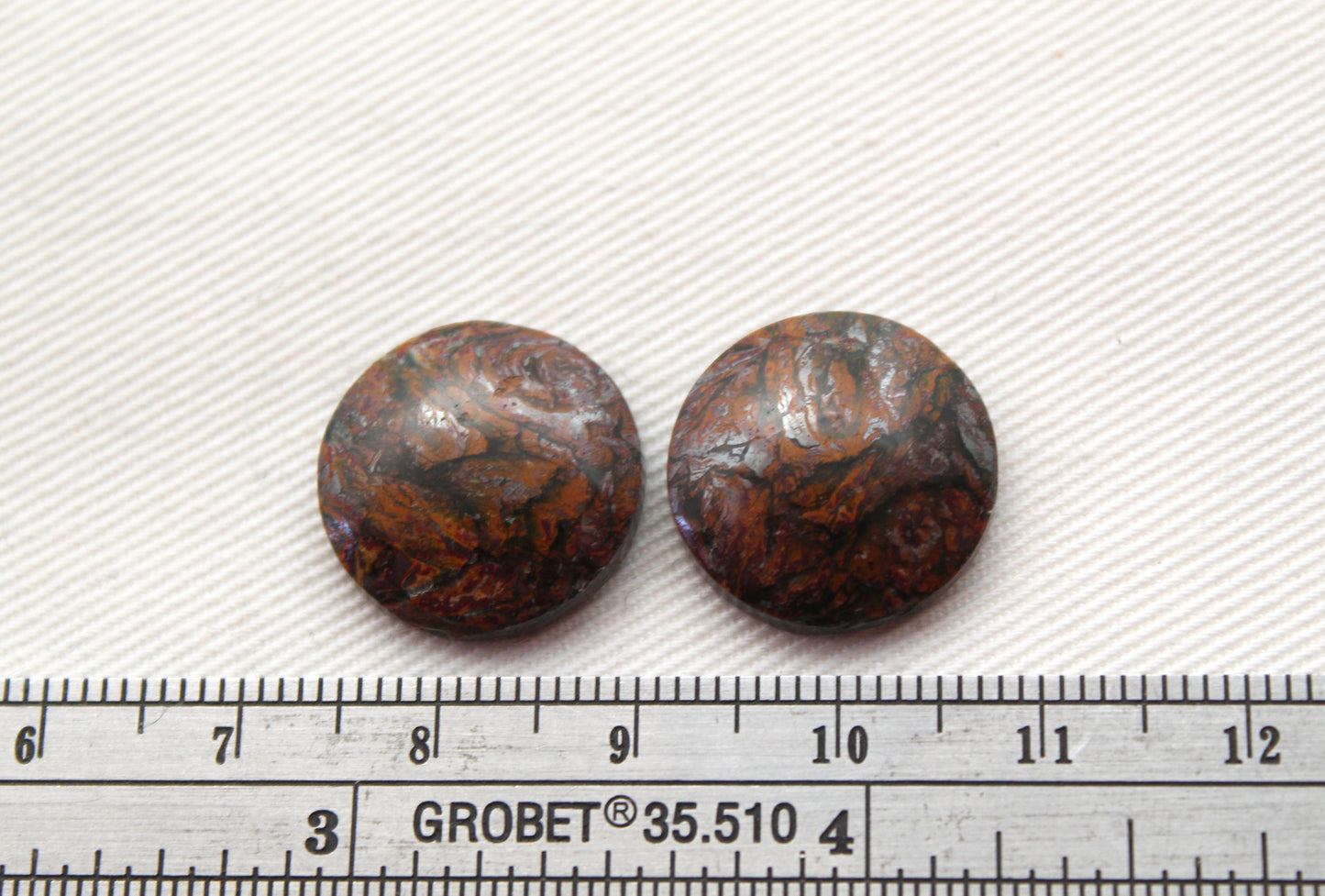 FingerPrint Jasper Cabochon Pair Gemstone round 17MM