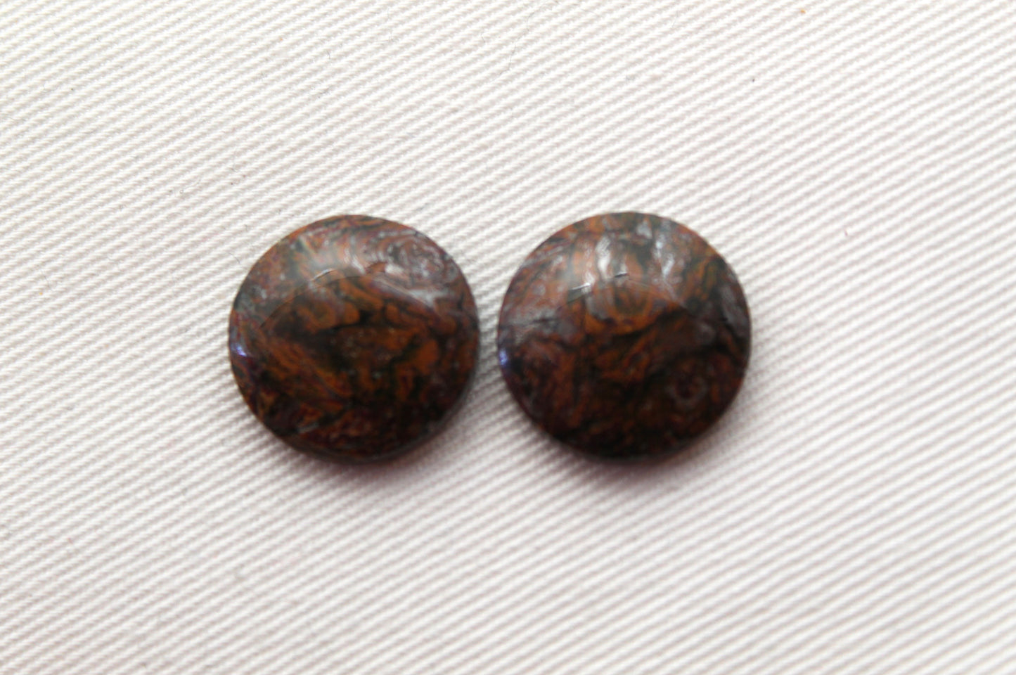 FingerPrint Jasper Cabochon Pair Gemstone round 17MM