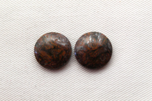 FingerPrint Jasper Cabochon Pair Gemstone round 17MM