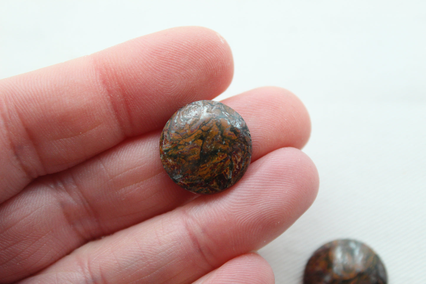 FingerPrint Jasper Cabochon Pair Gemstone round 17MM