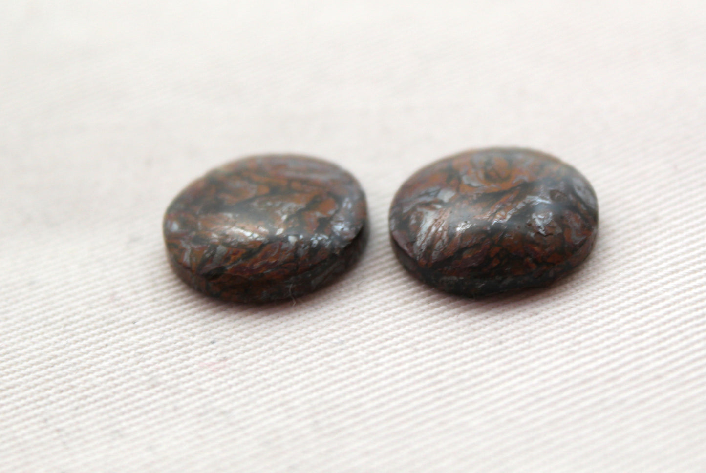 FingerPrint Jasper Cabochon Pair Gemstone round 17MM