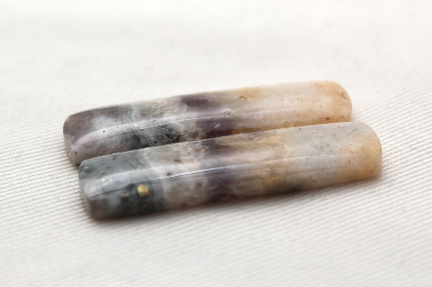 Amethyst Pair gemstone cabochons rectangle