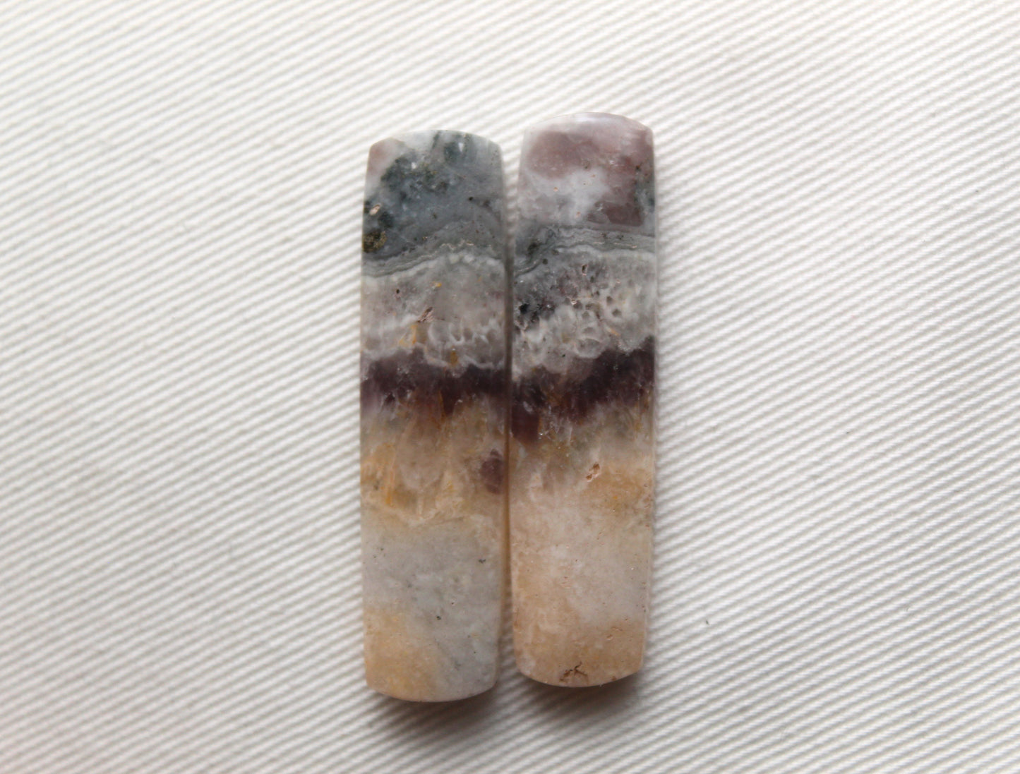 Amethyst Pair gemstone cabochons rectangle