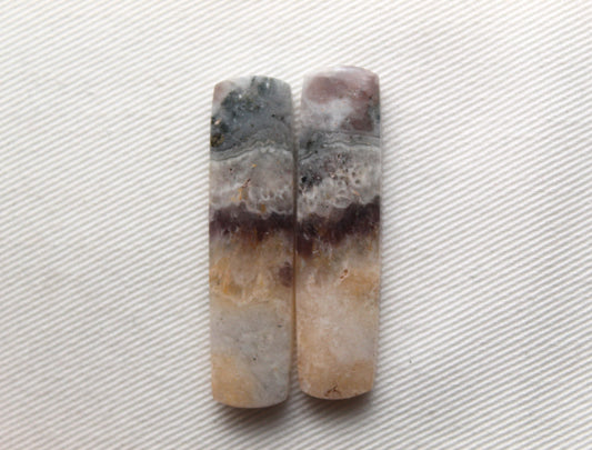 Amethyst Pair gemstone cabochons rectangle