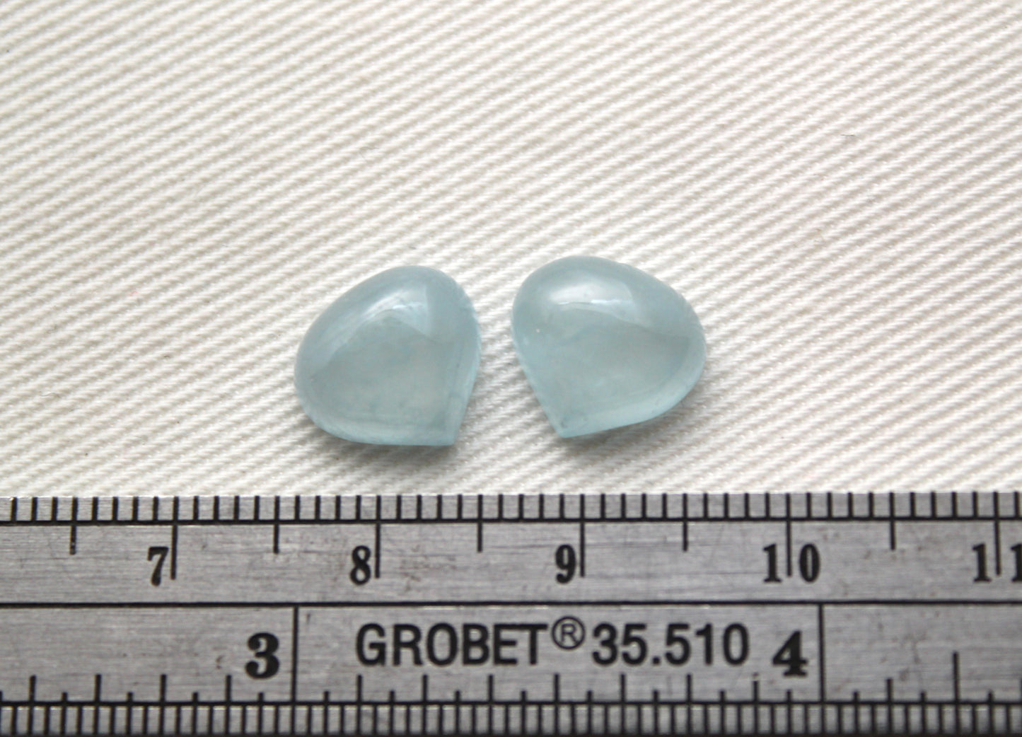 Pair Aquamarine Cabochon Heart-Pear 9X10MM