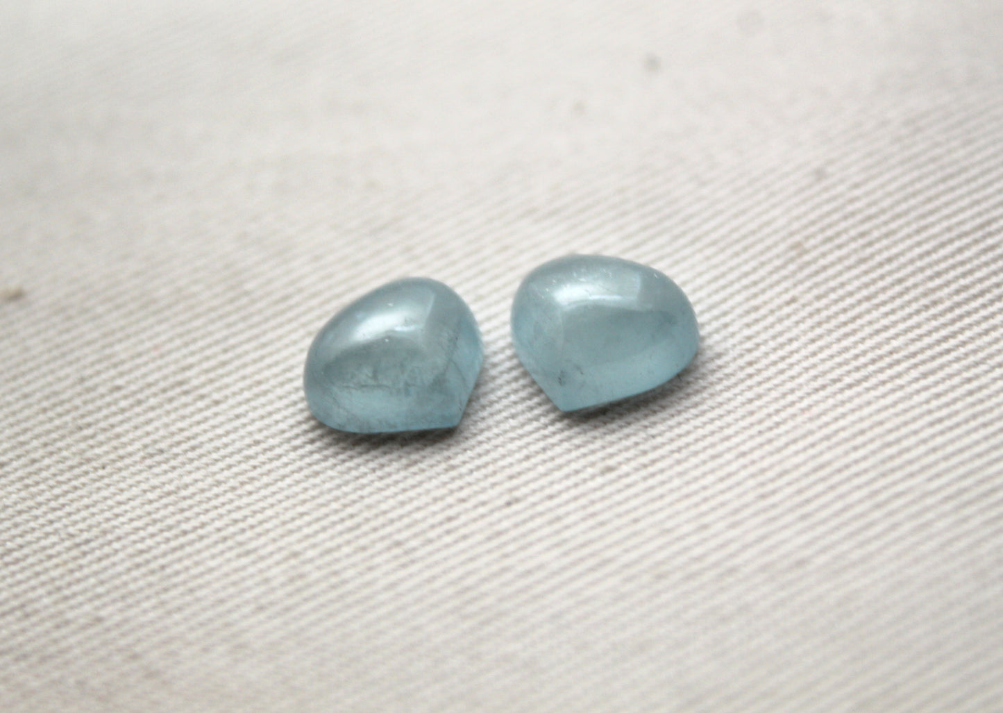 Pair Aquamarine Cabochon Heart-Pear 9X10MM