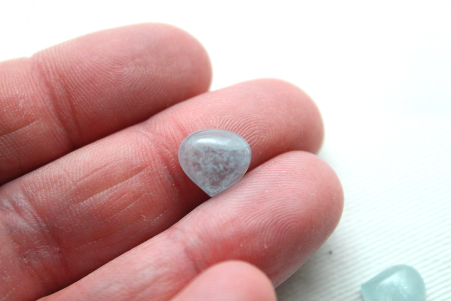Pair Aquamarine Cabochon Heart-Pear 9X10MM