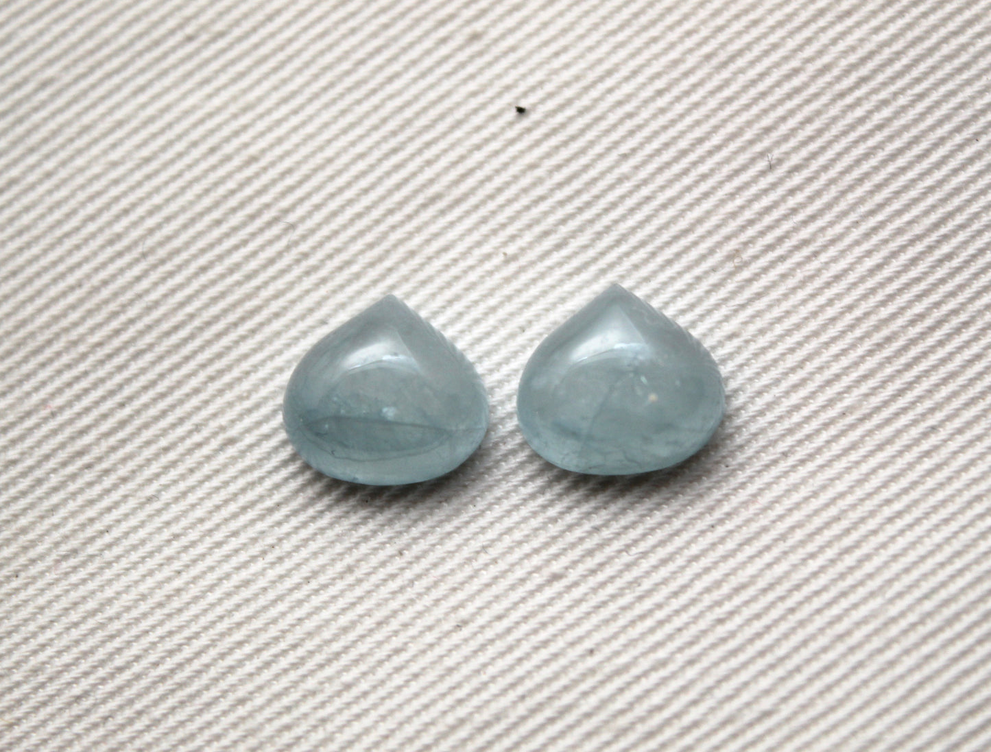 Pair Aquamarine Cabochon Heart-Pear 9X10MM