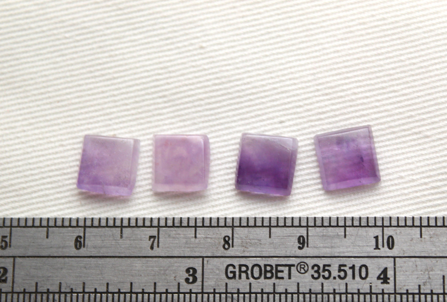 Lot of FOUR square FLAT amethyst Cabochons 8MM