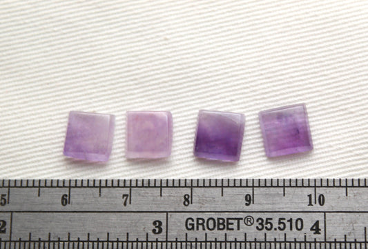 Lot of FOUR square FLAT amethyst Cabochons 8MM