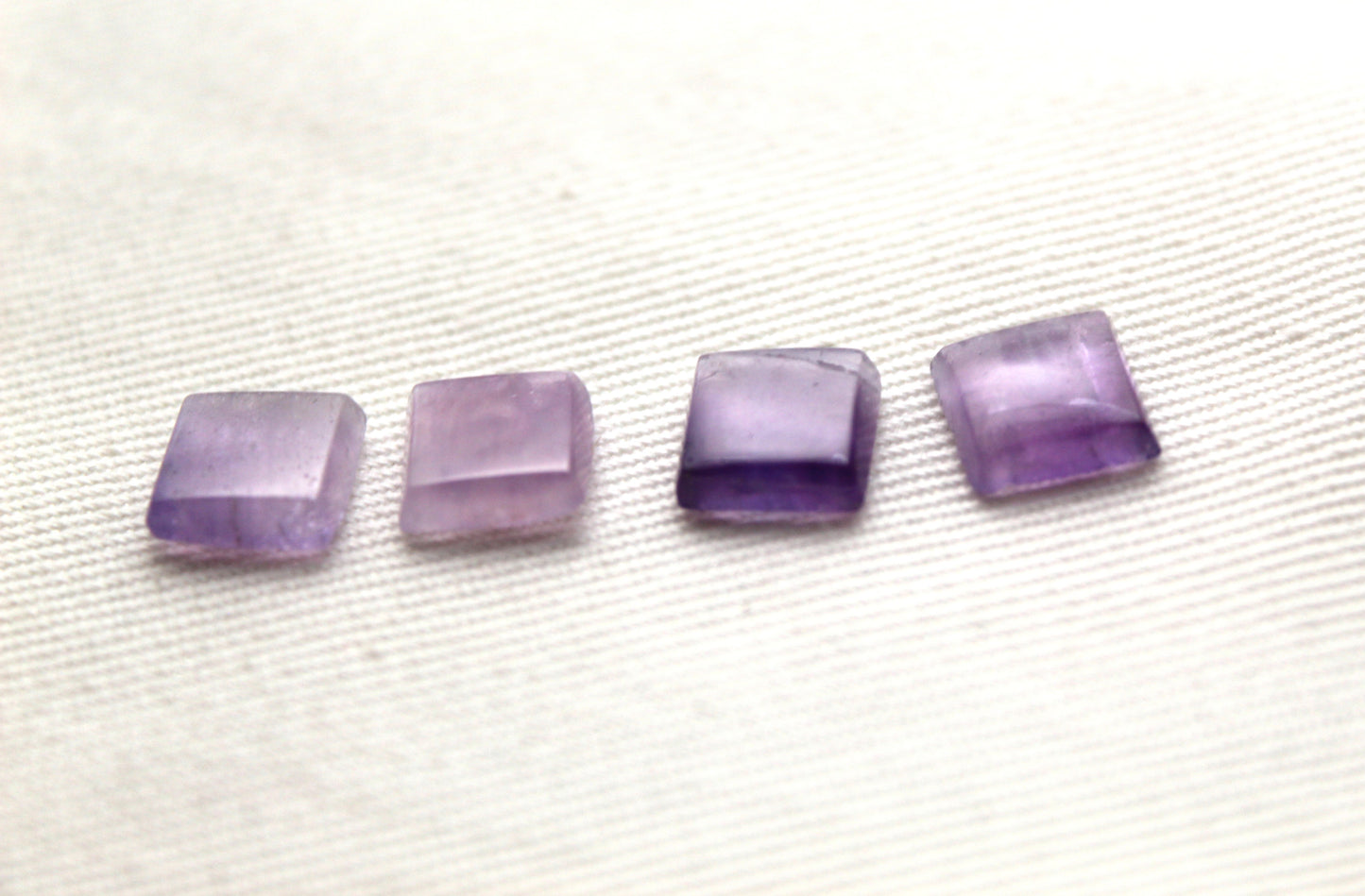 Lot of FOUR square FLAT amethyst Cabochons 8MM