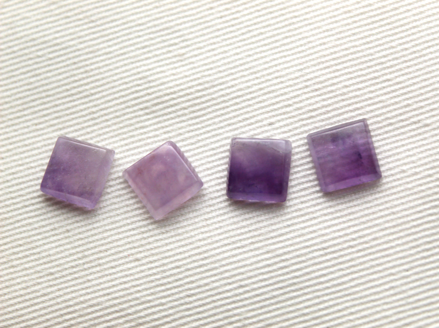 Lot of FOUR square FLAT amethyst Cabochons 8MM
