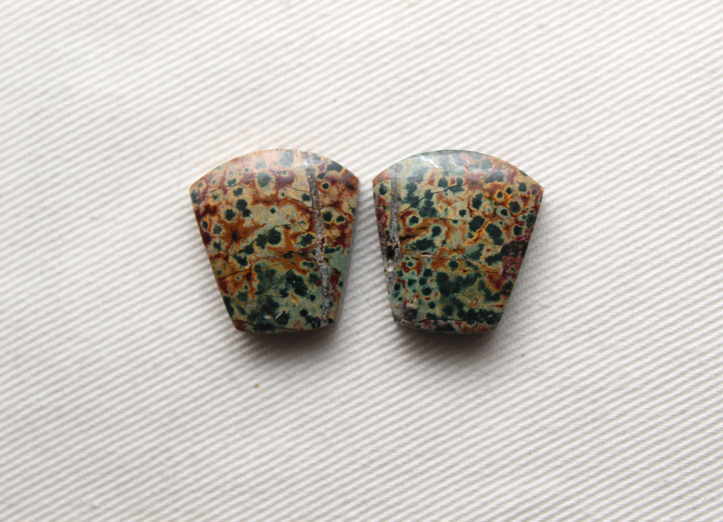 Small Morning Dew Jasper Cabochon Pair Gemstone Green