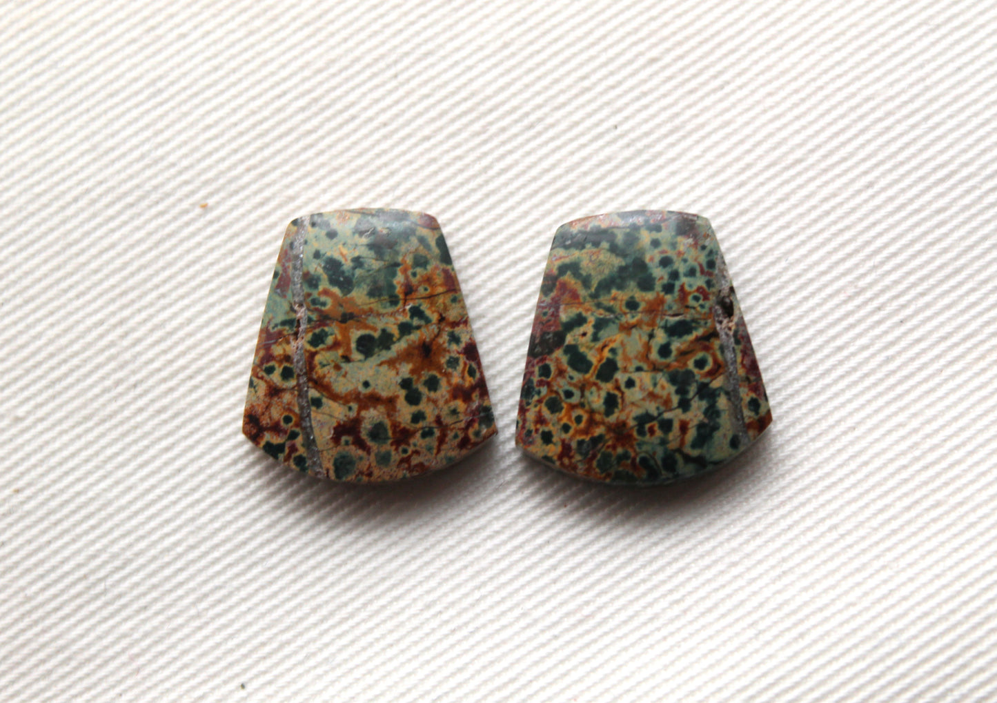 Small Morning Dew Jasper Cabochon Pair Gemstone Green