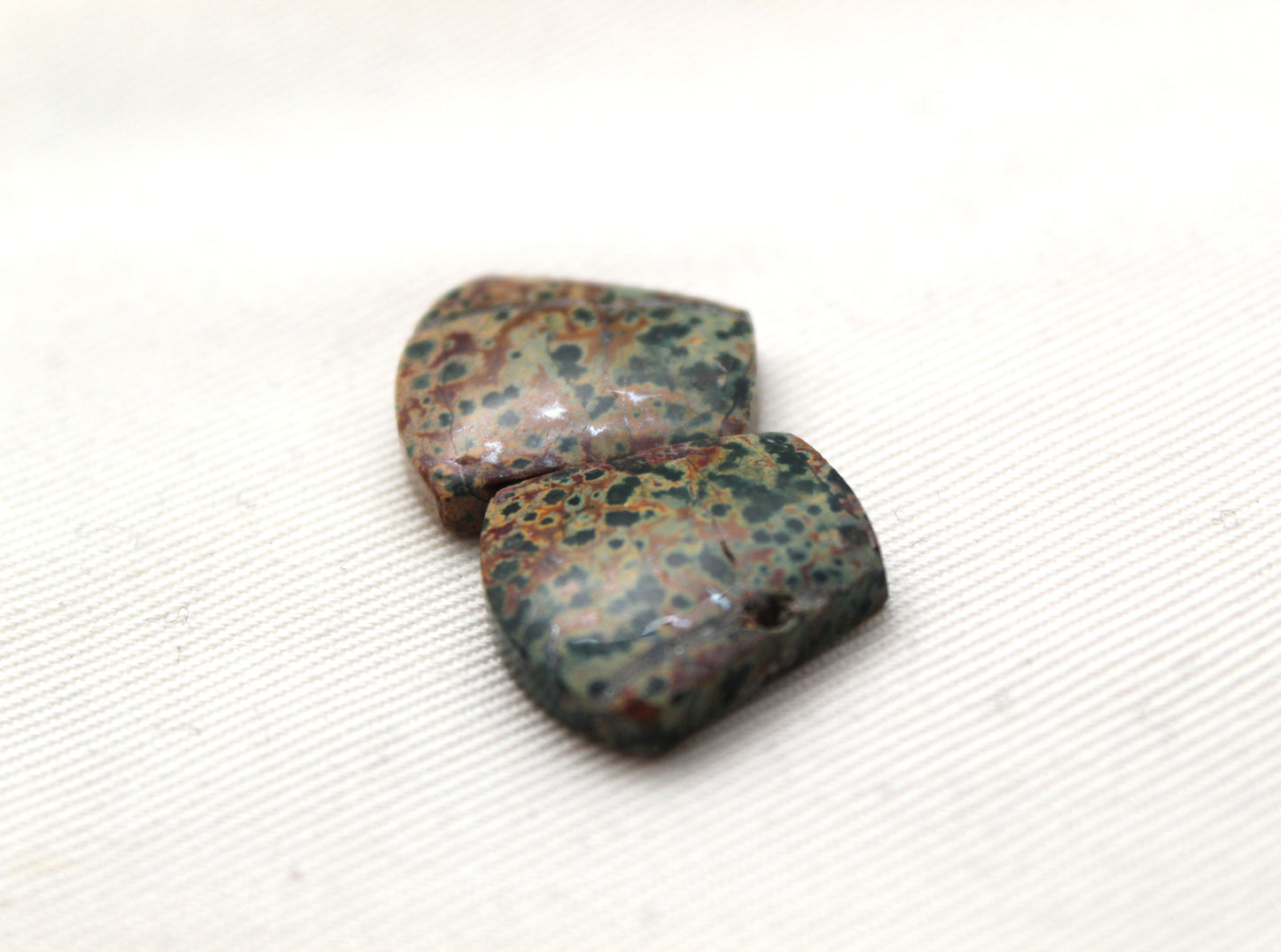 Small Morning Dew Jasper Cabochon Pair Gemstone Green