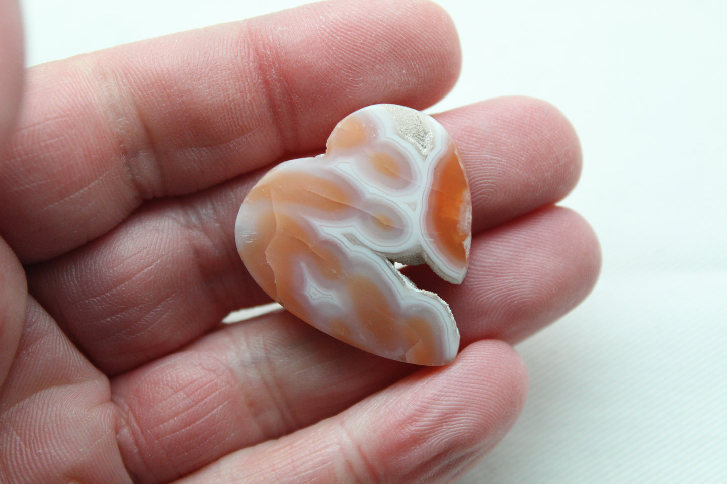 Indonesian Agate Cabochon Gemstone with druzy Heart