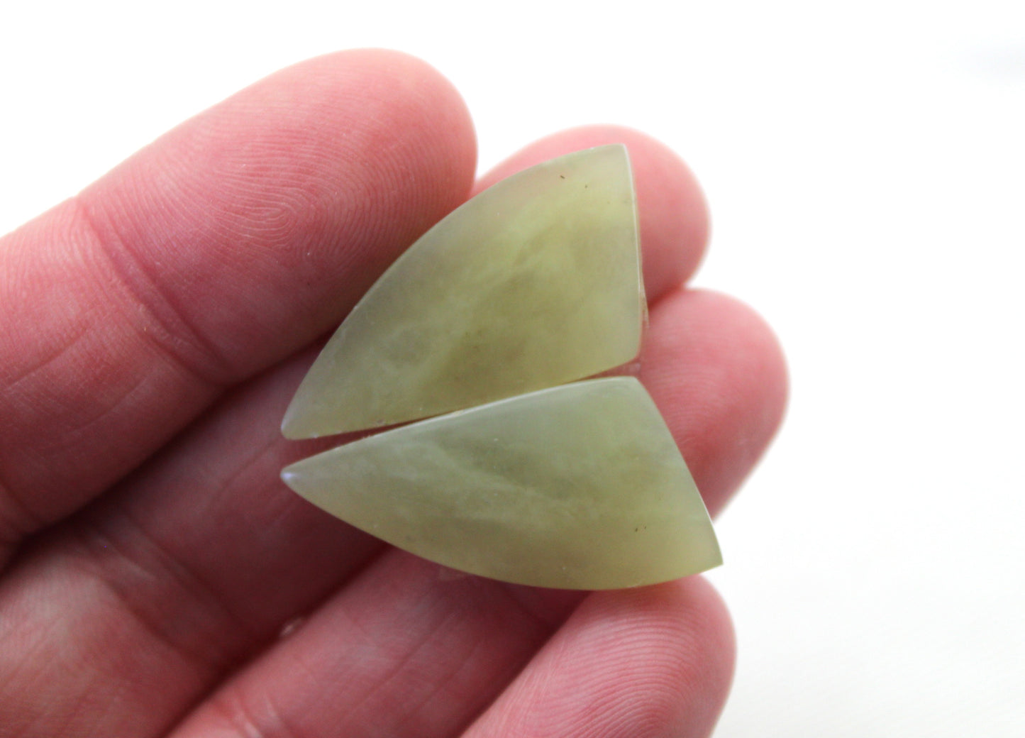 Vesuvianite Cabochon Pair Gemstone light green