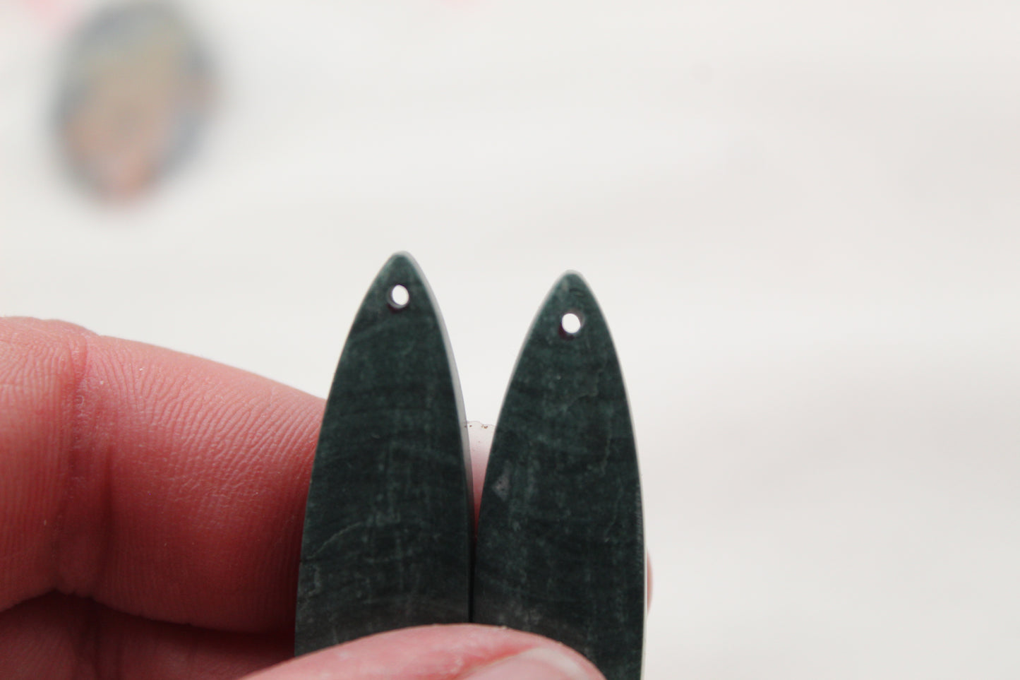 Wonosobo Jasper Cabochons Pair Gemstone teardrop DRILLED