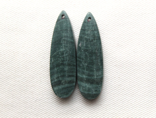 Wonosobo Jasper Cabochons Pair Gemstone teardrop DRILLED