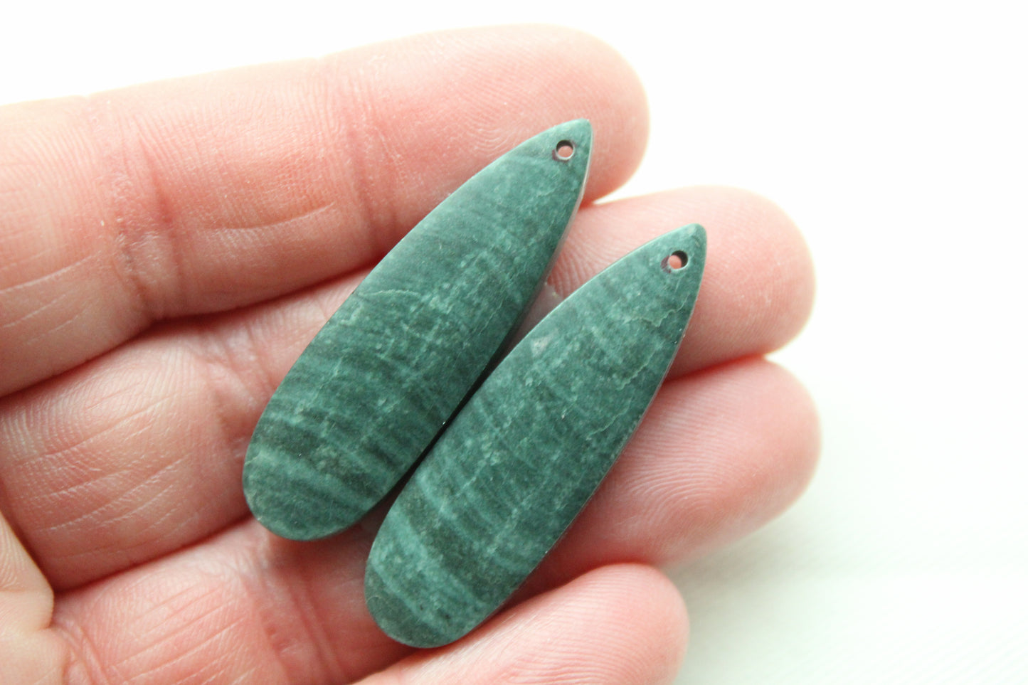 Wonosobo Jasper Cabochons Pair Gemstone teardrop DRILLED