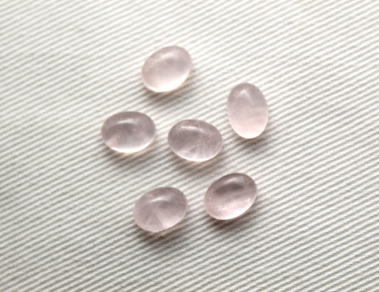 SIX Pink Quartz cabochons Gemstones Oval 6x8MM LAST ONES