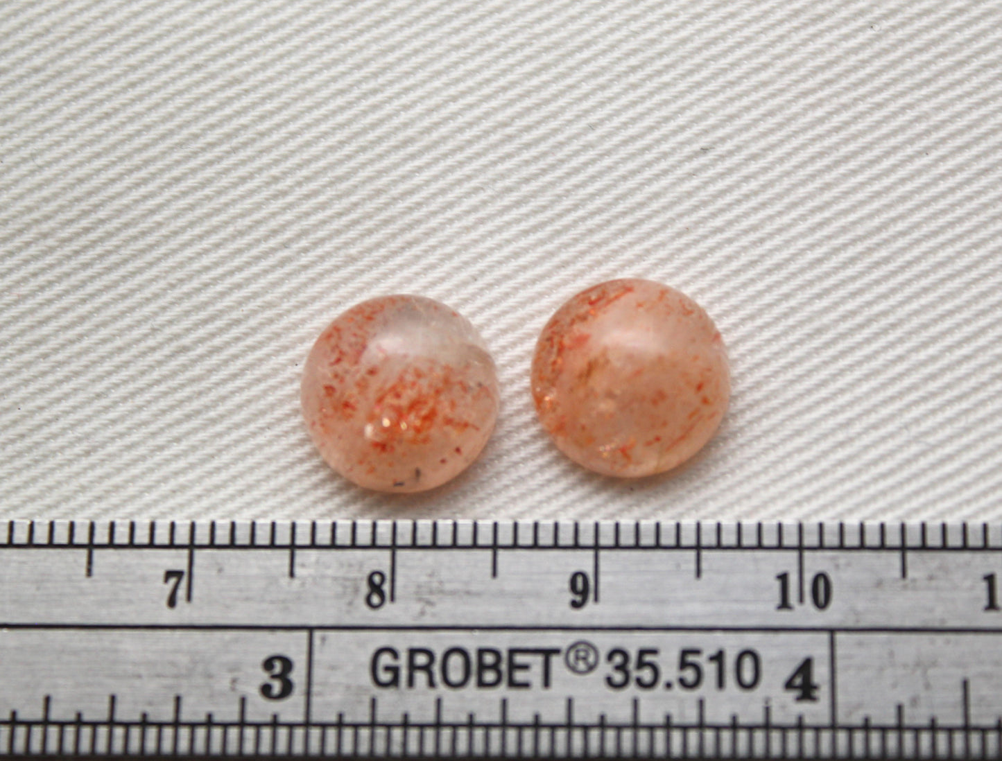 TWO Sunstone cabochons 10MM Gemstones round