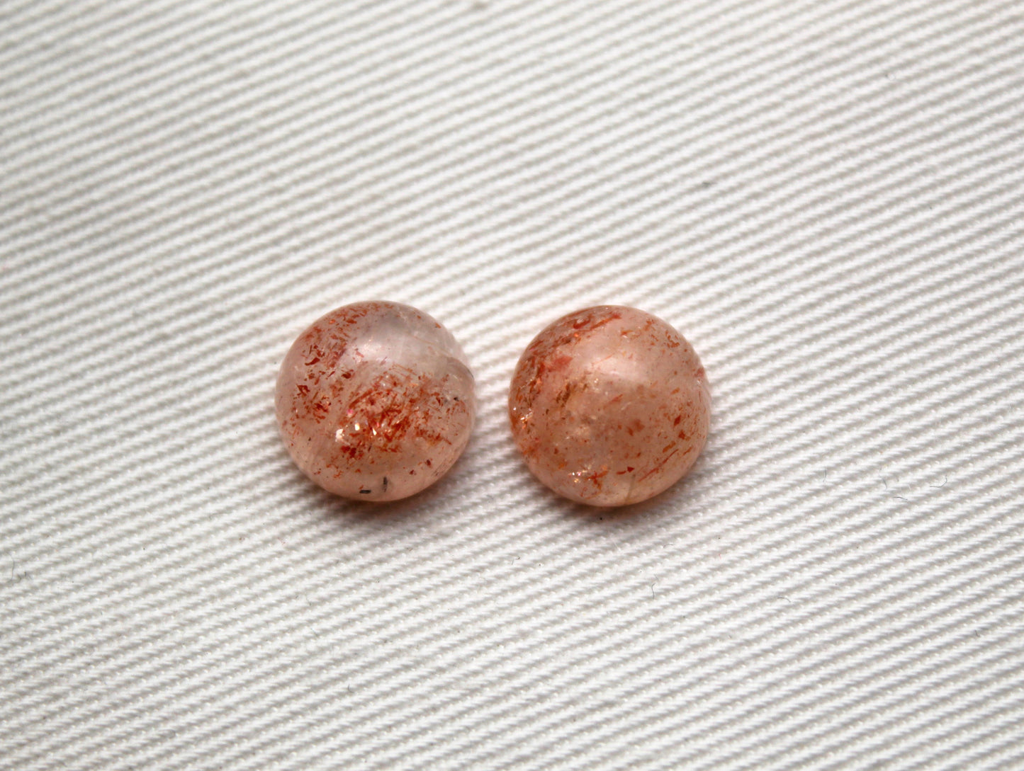 TWO Sunstone cabochons 10MM Gemstones round