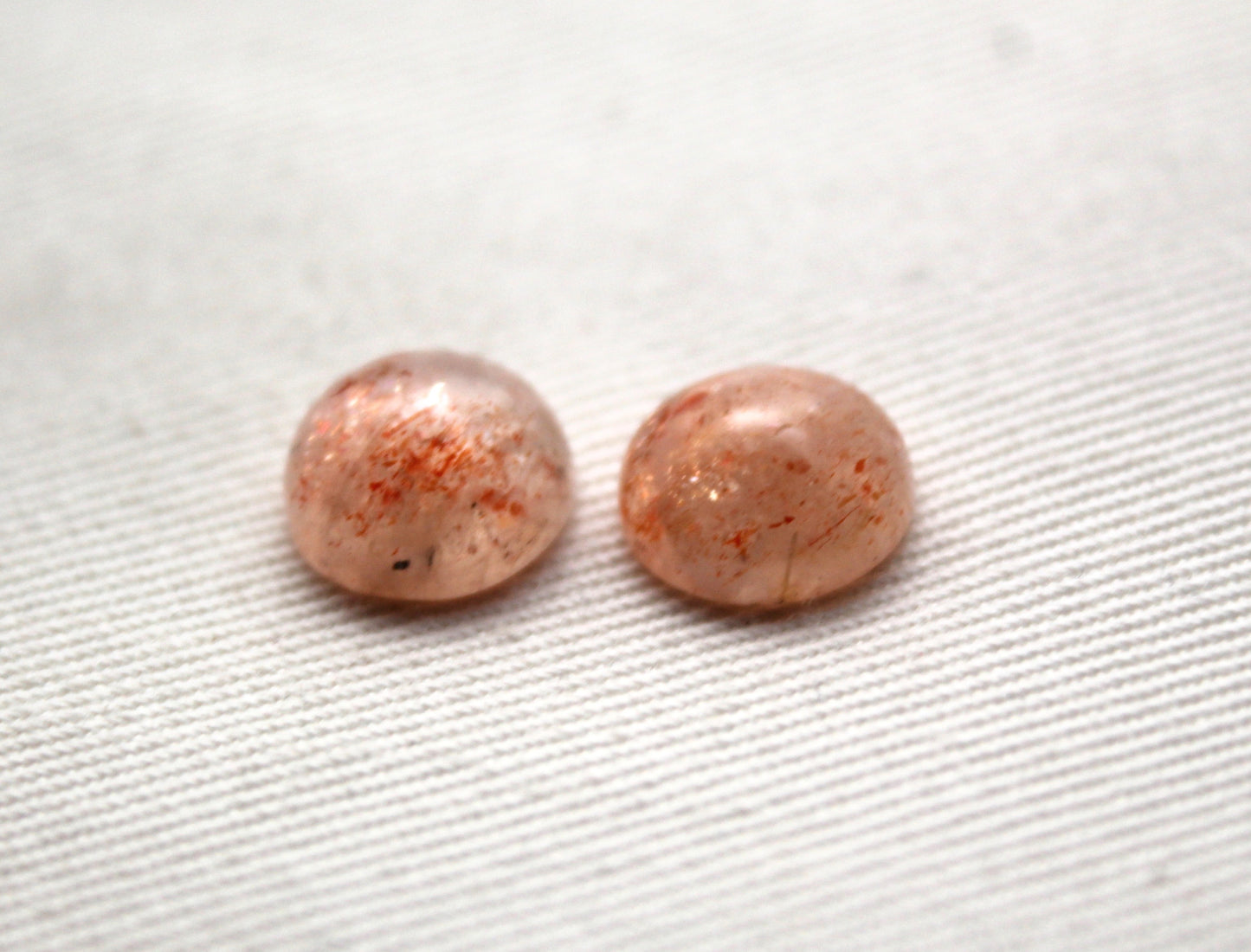 TWO Sunstone cabochons 10MM Gemstones round