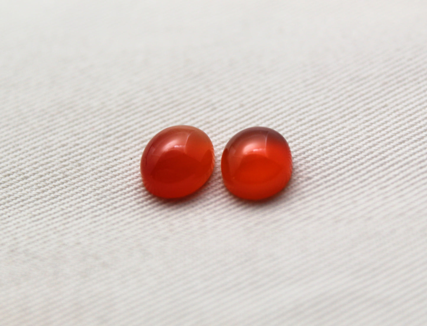 TWO Oval Carnelian Cabochons 8x10MM