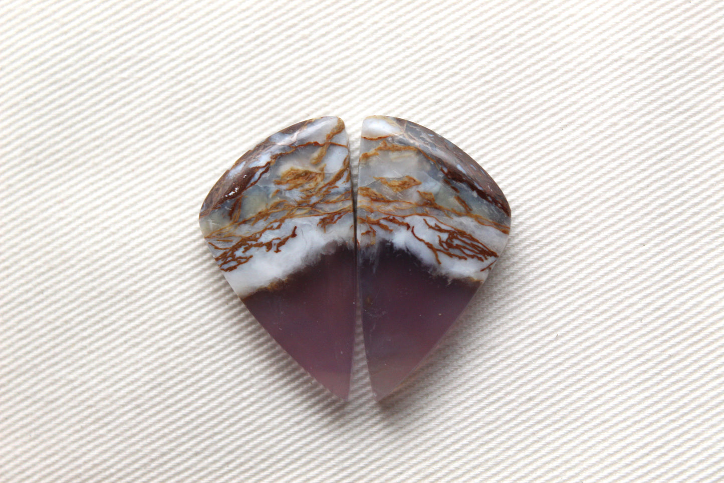 Chalcedony cabochons Pair purple triangle