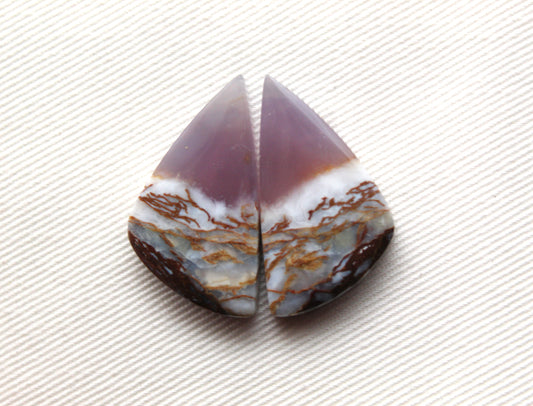 Chalcedony cabochons Pair purple triangle