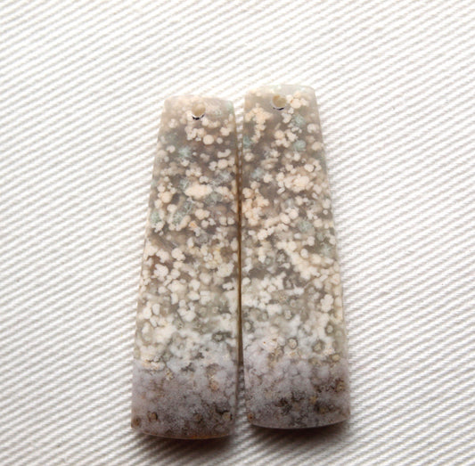 Pair White Indonesian Agate Cabochons gemstones DRILLED