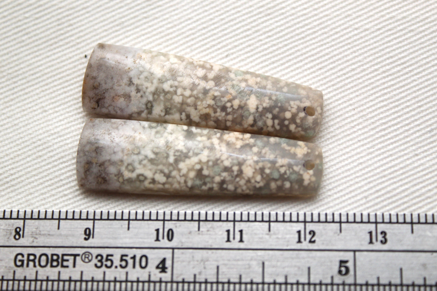 Pair White Indonesian Agate Cabochons gemstones DRILLED