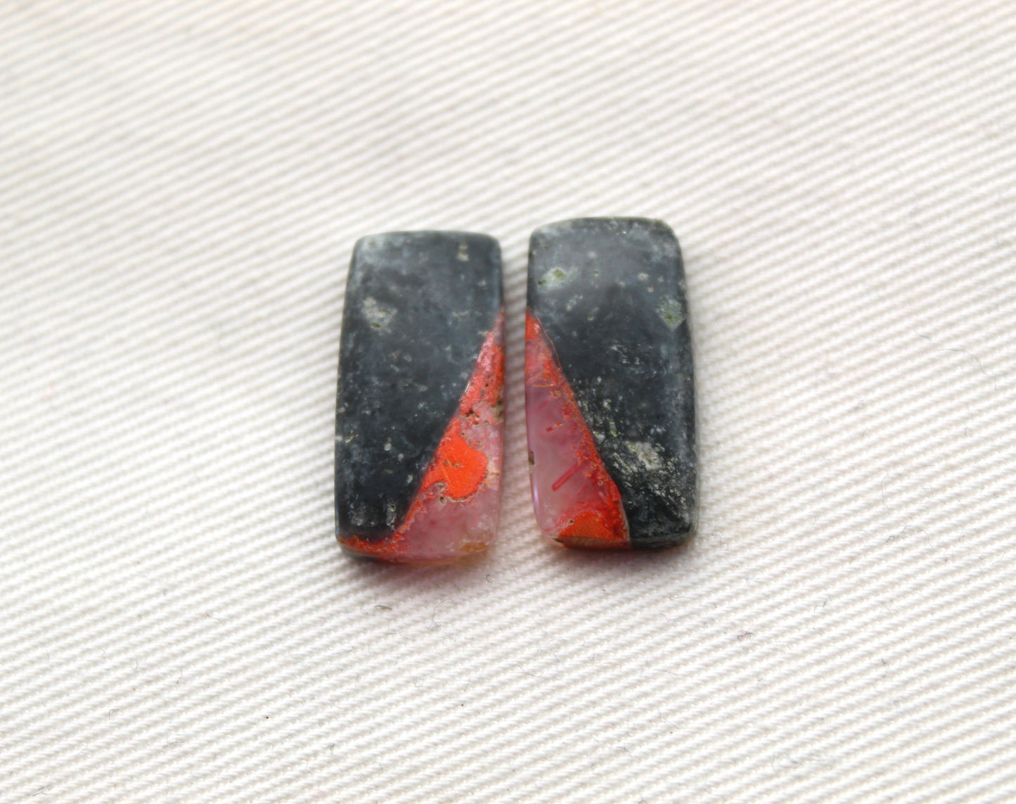 Small pair Lava Flow Jasper cabochon Gemstone rectangle