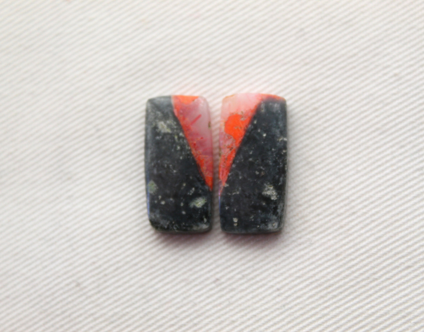 Small pair Lava Flow Jasper cabochon Gemstone rectangle