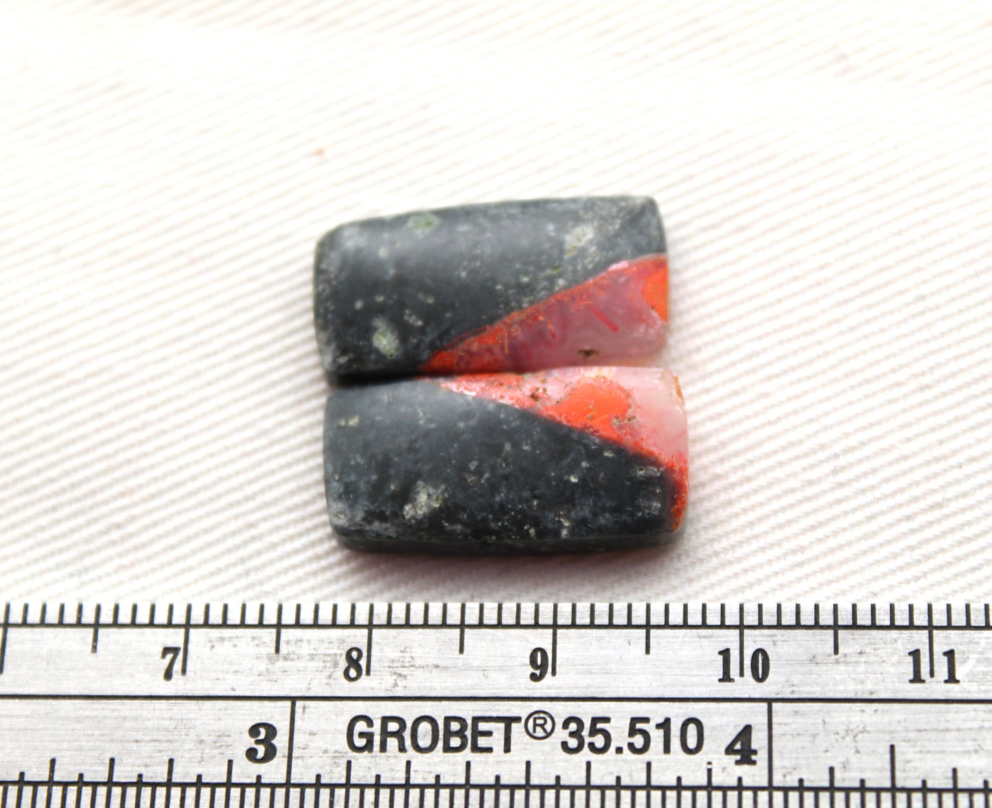 Small pair Lava Flow Jasper cabochon Gemstone rectangle