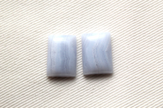 TWO Blue lace Agate rectangle Gemstones 10x13MM