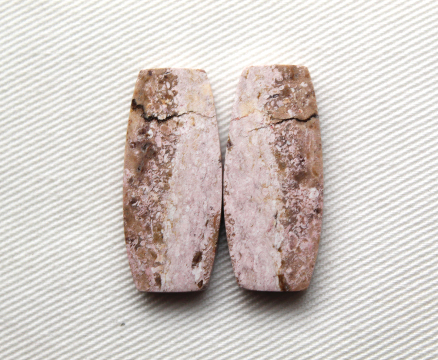 Indonesian Pink Jasper Pair Cabochons Gemstone natural