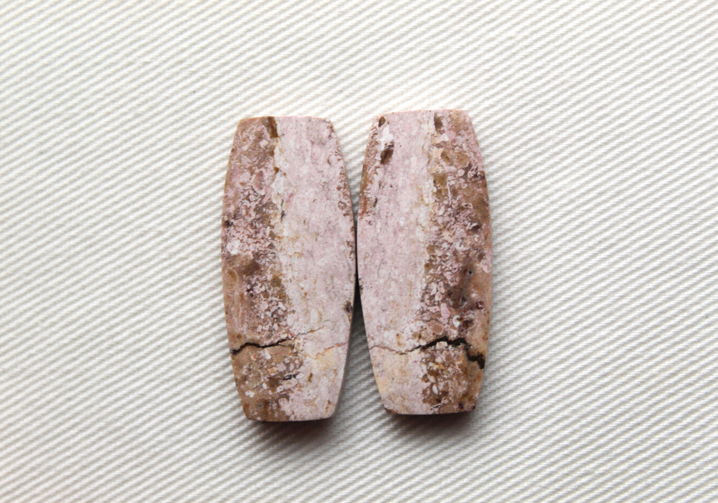Indonesian Pink Jasper Pair Cabochons Gemstone natural