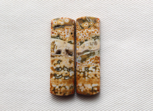 River Jasper Cabochon Pair Gemstone rectangle