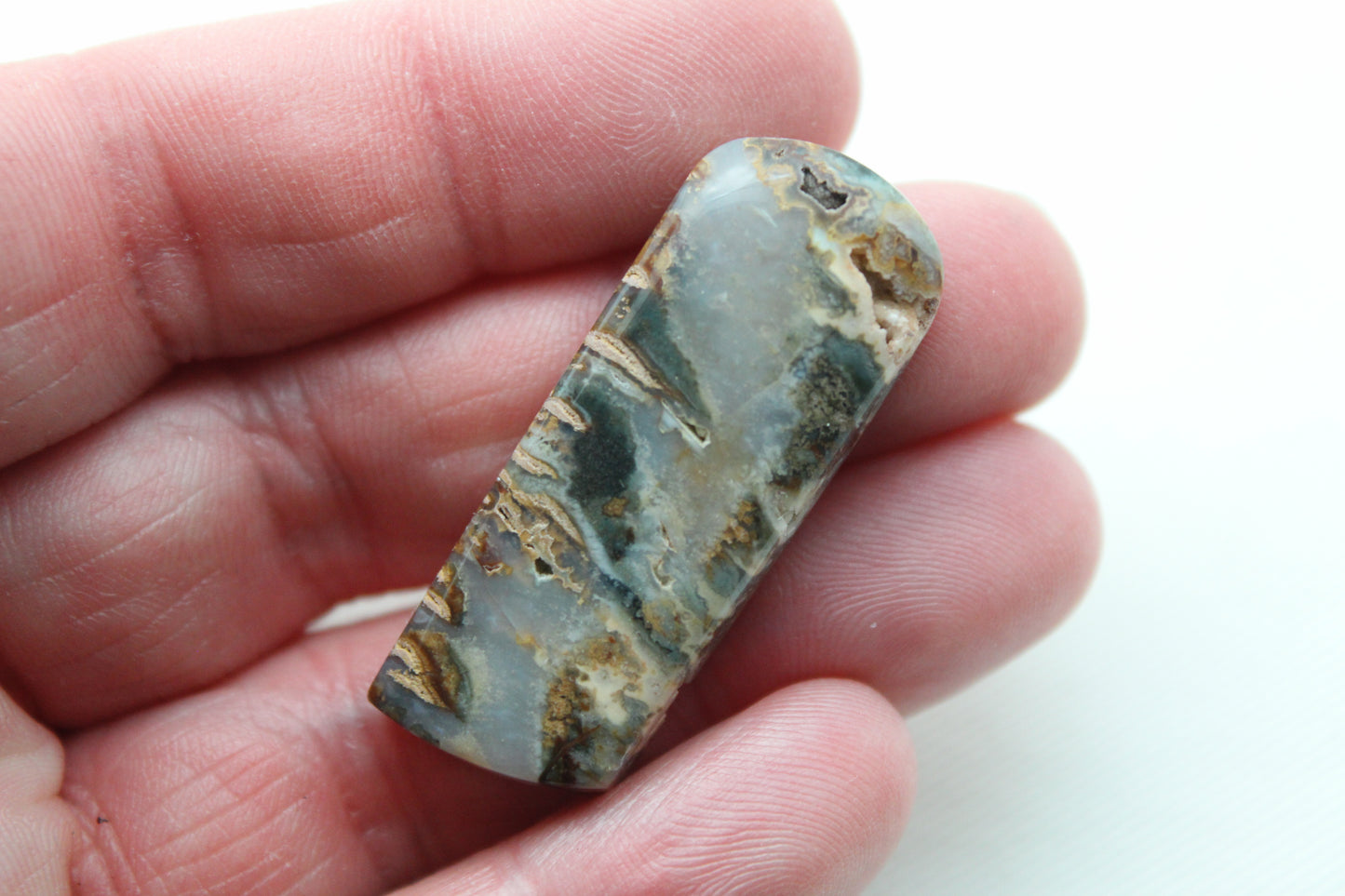 Druzy Oregon Agate Cabochon natural green gemstone