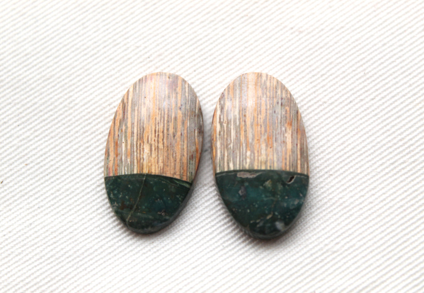 Unique Indonesian Green Jasper Pair Oval