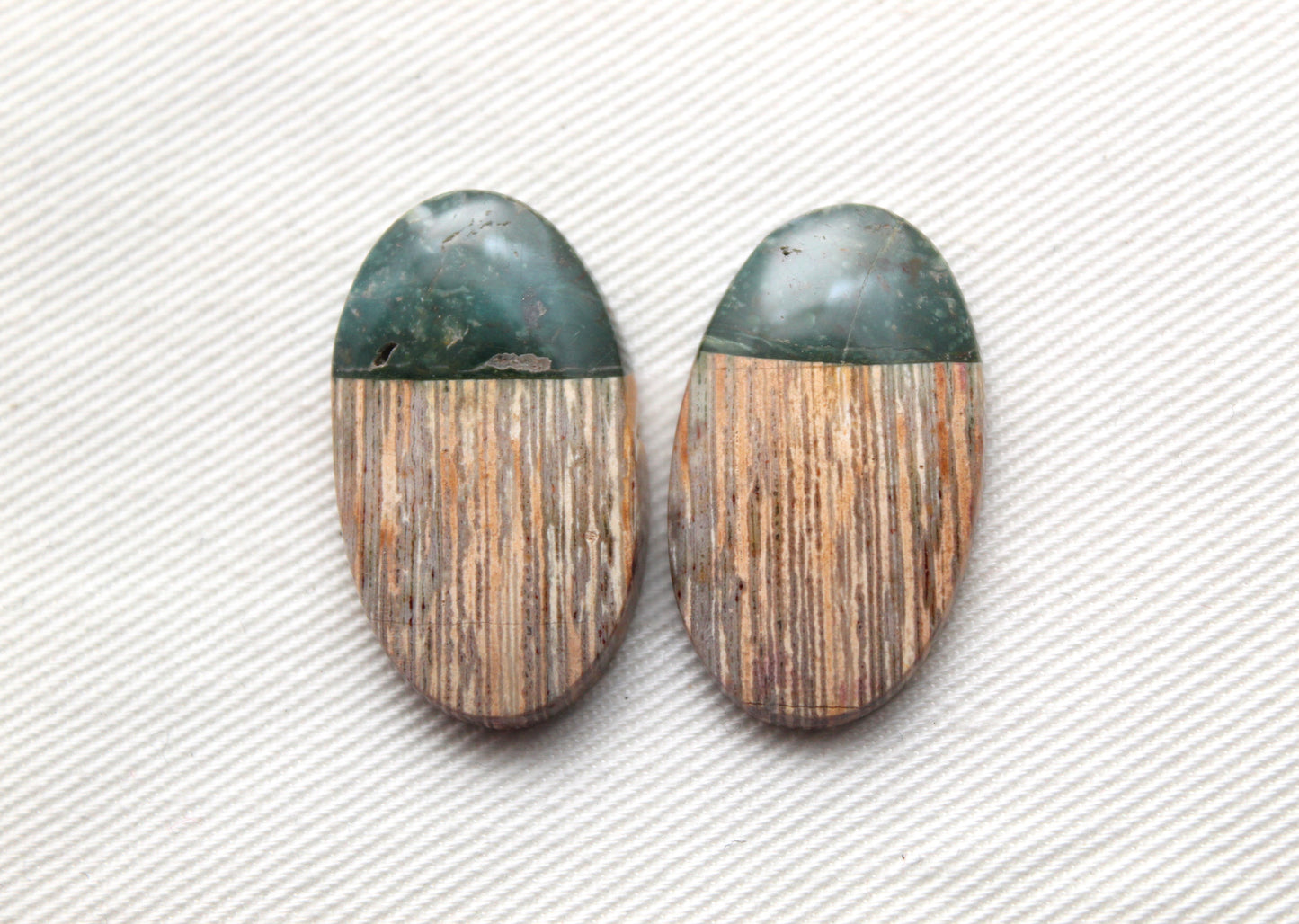 Unique Indonesian Green Jasper Pair Oval