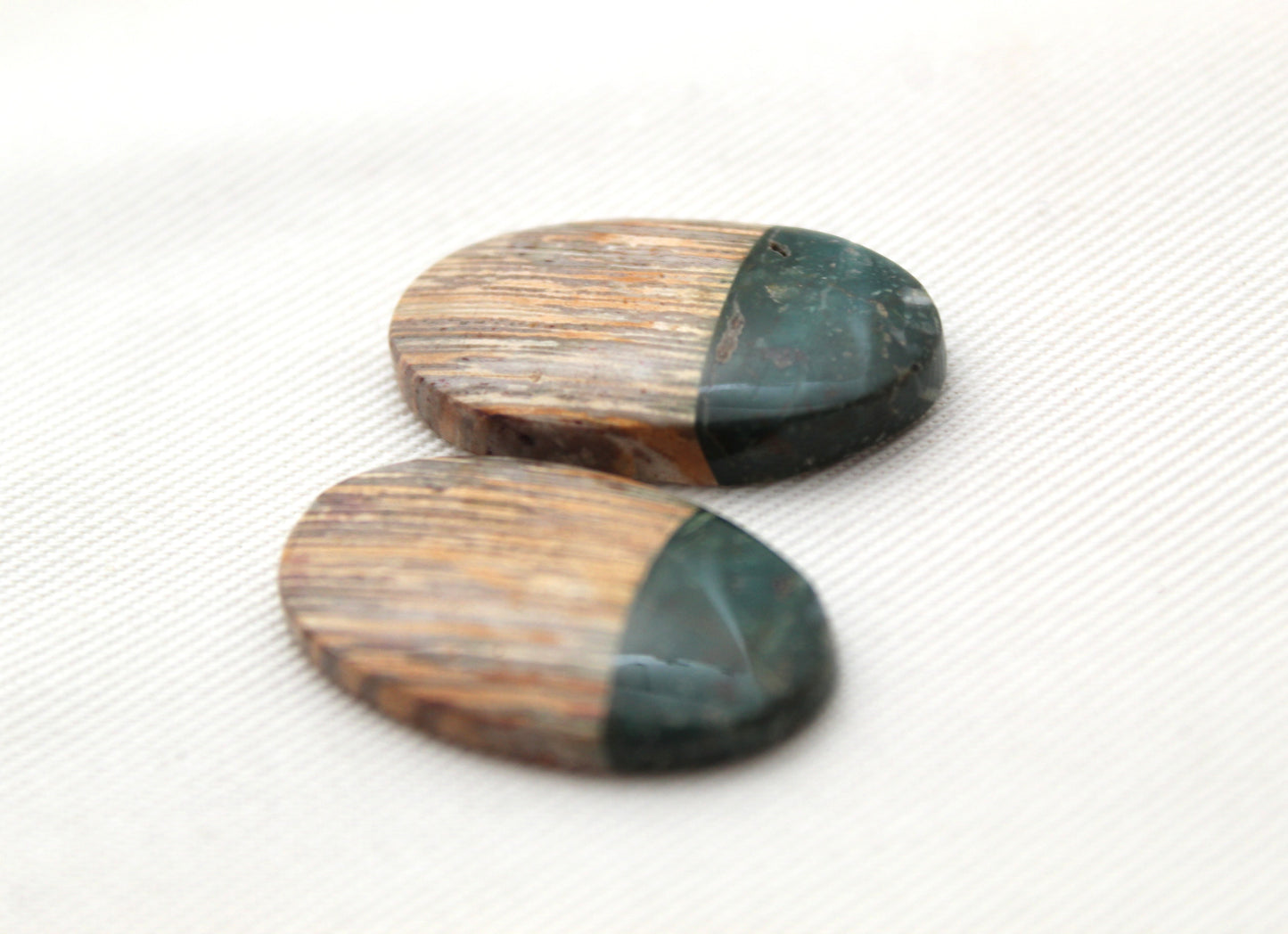 Unique Indonesian Green Jasper Pair Oval