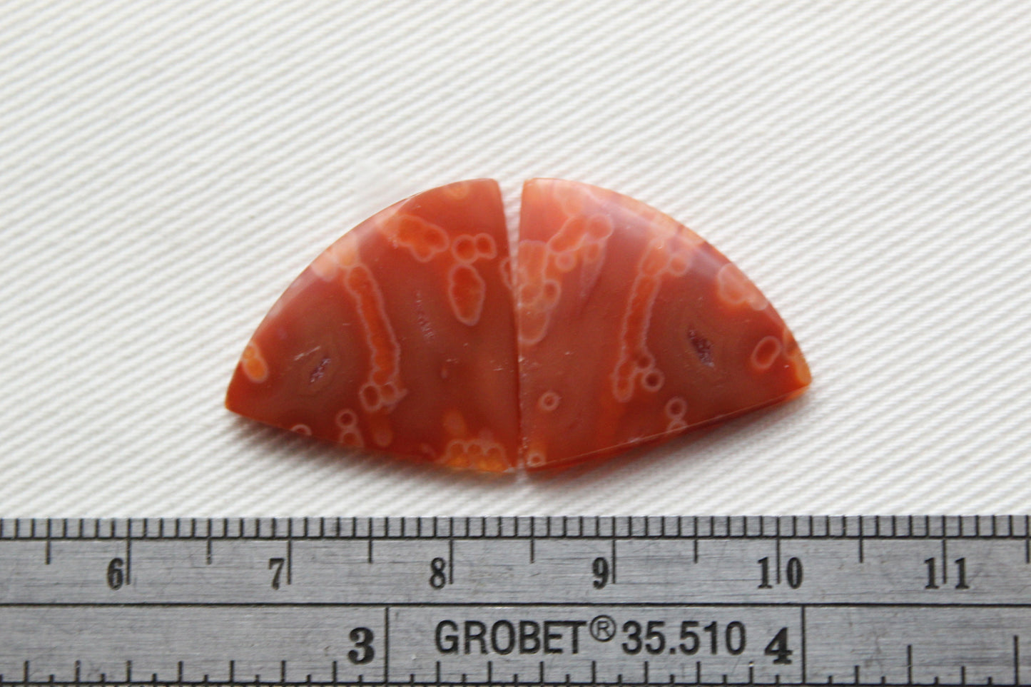 Tube Carnelian Cabochon Pair Transludent Red gemstone