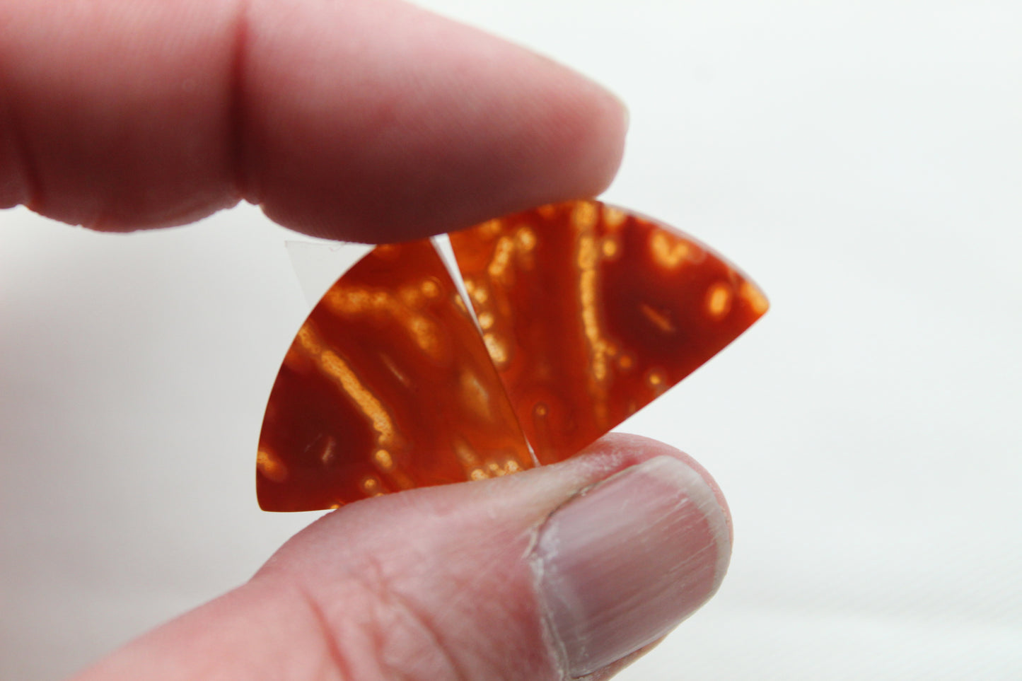 Tube Carnelian Cabochon Pair Transludent Red gemstone